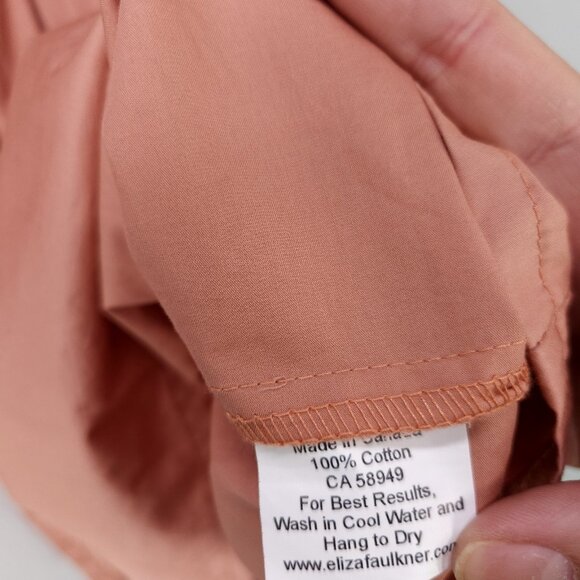 Eliza Faulkner Peasant Top Size Small Shirred Waist Balloon Sleeve Salmon - Picture 10 of 11